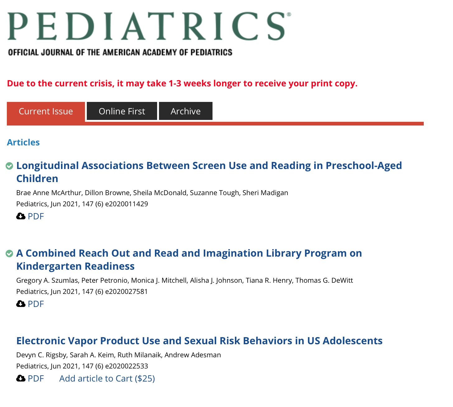 Journal of Pediatrics homepage