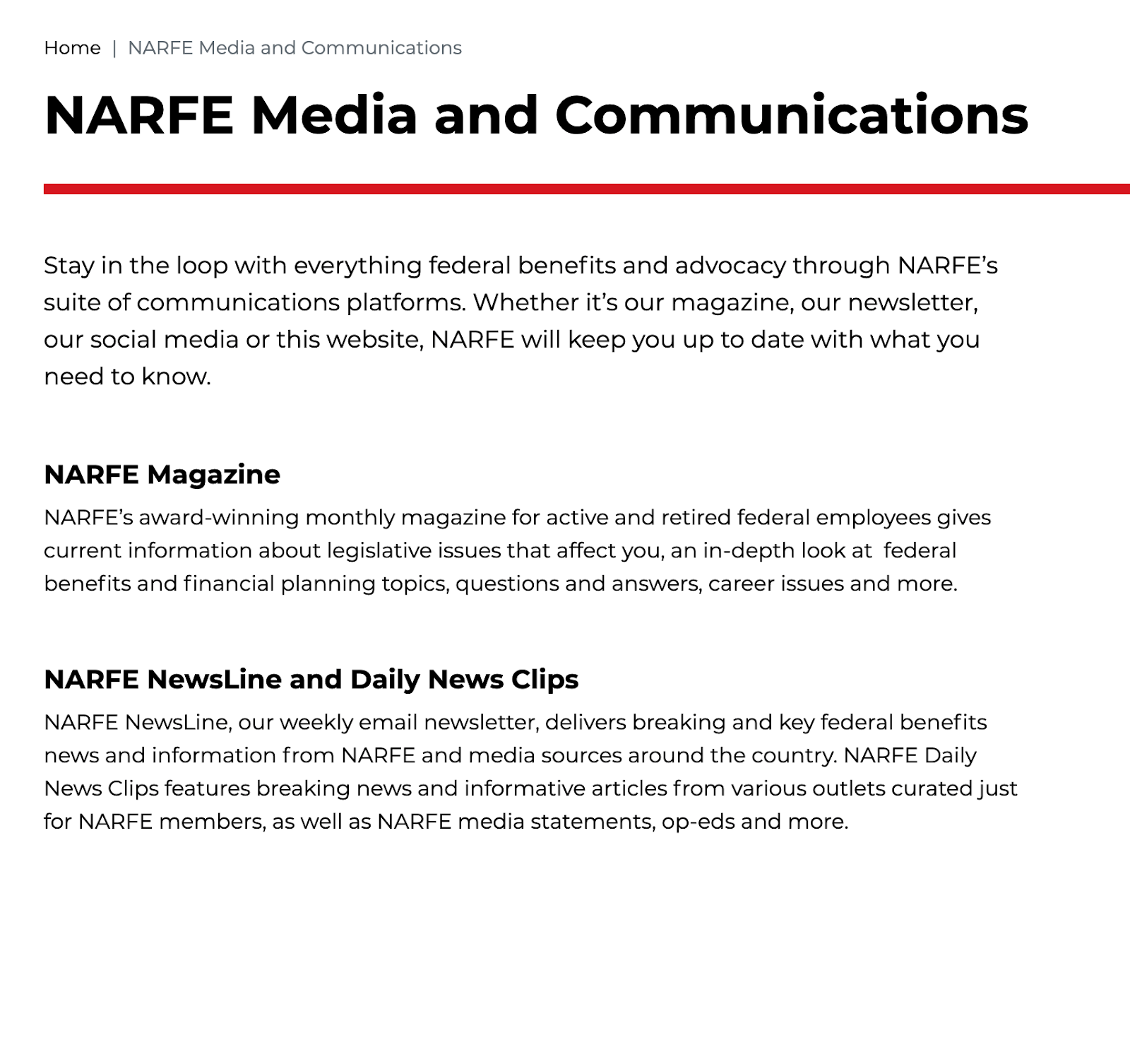NARFE Media and Communications